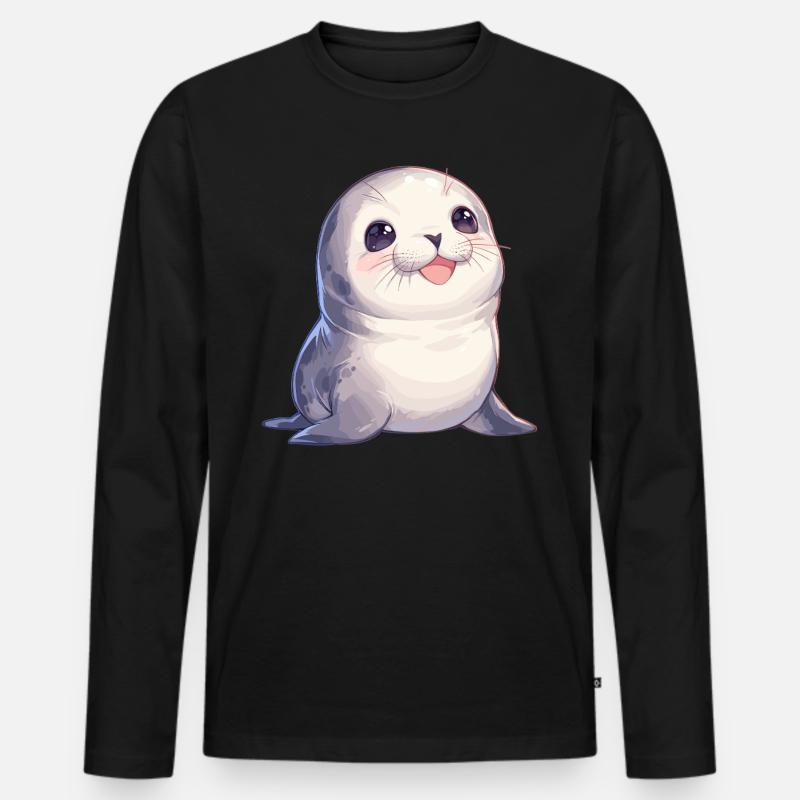 Robben Robbe - Männer Premium Bio Langarmshirt - Schwarz