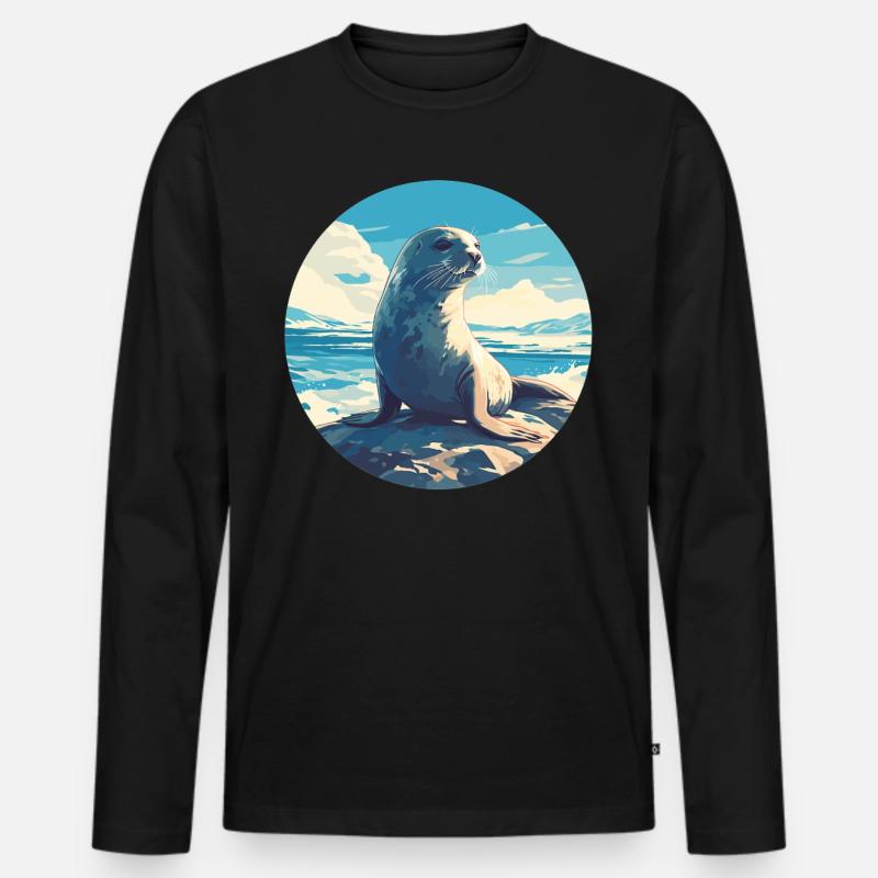 Robben Robbe - Männer Premium Bio Langarmshirt - Schwarz