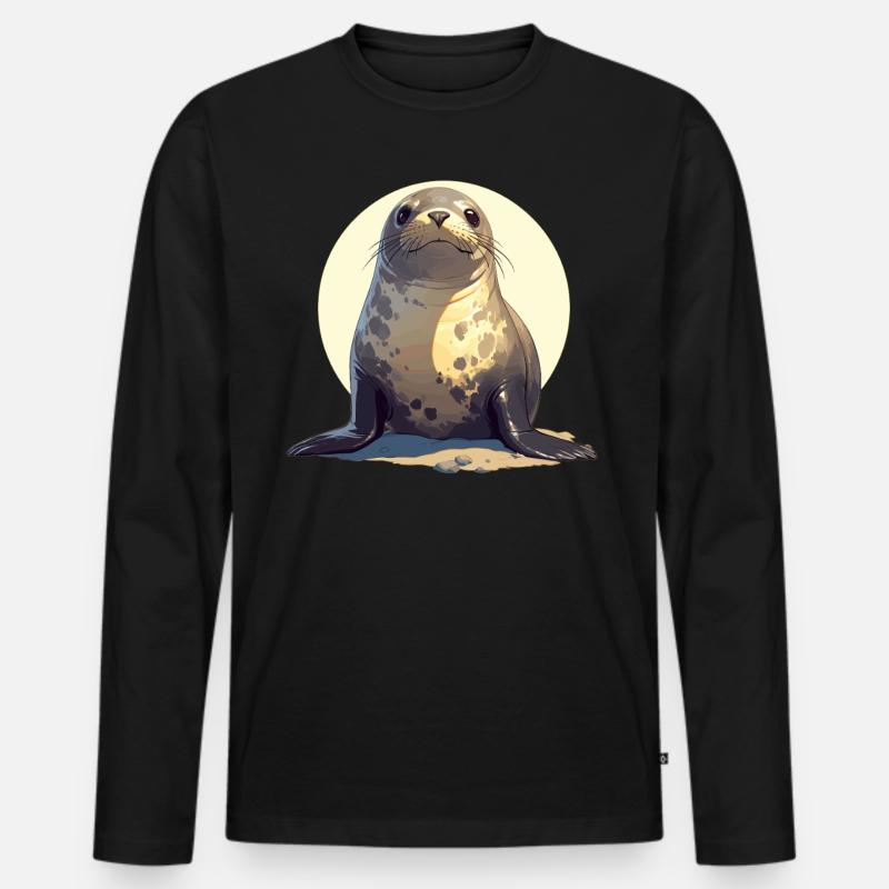 Robben Robbe - Männer Premium Bio Langarmshirt - Schwarz
