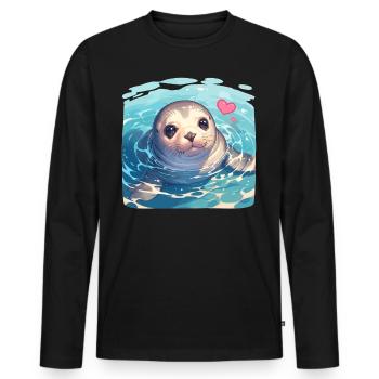Seals, Seal - Men's Premium Organic Long Sleeve Shirt - black - Front - Nico (187cm)
