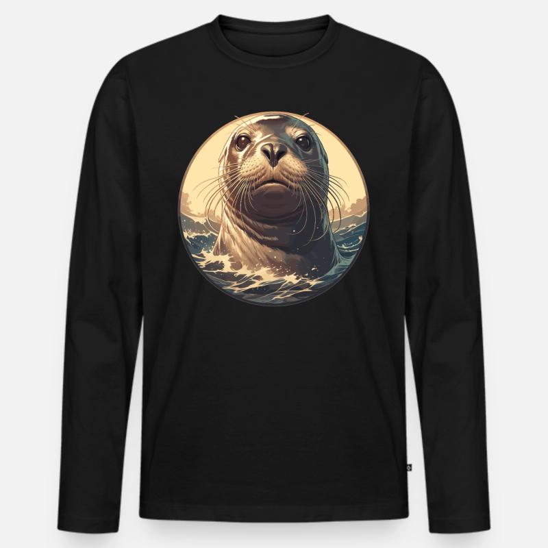 Robben Robbe - Männer Premium Bio Langarmshirt - Schwarz