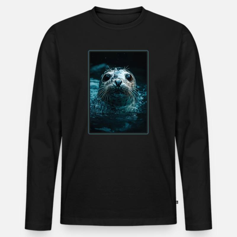 Robben Robbe - Männer Premium Bio Langarmshirt - Schwarz