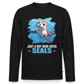 Seals, Seal - Men's Premium Organic Long Sleeve Shirt - black - Front - Nico (187cm)