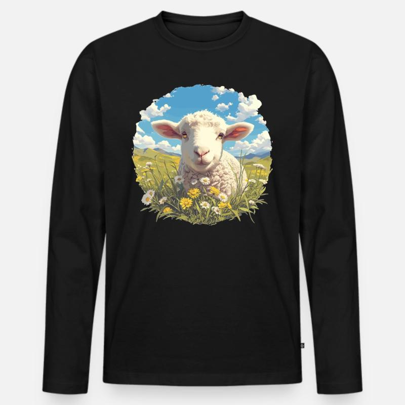Schafe Schaf - Männer Premium Bio Langarmshirt - Schwarz