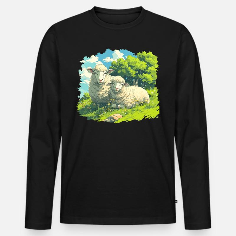 Schafe Schaf - Männer Premium Bio Langarmshirt - Schwarz