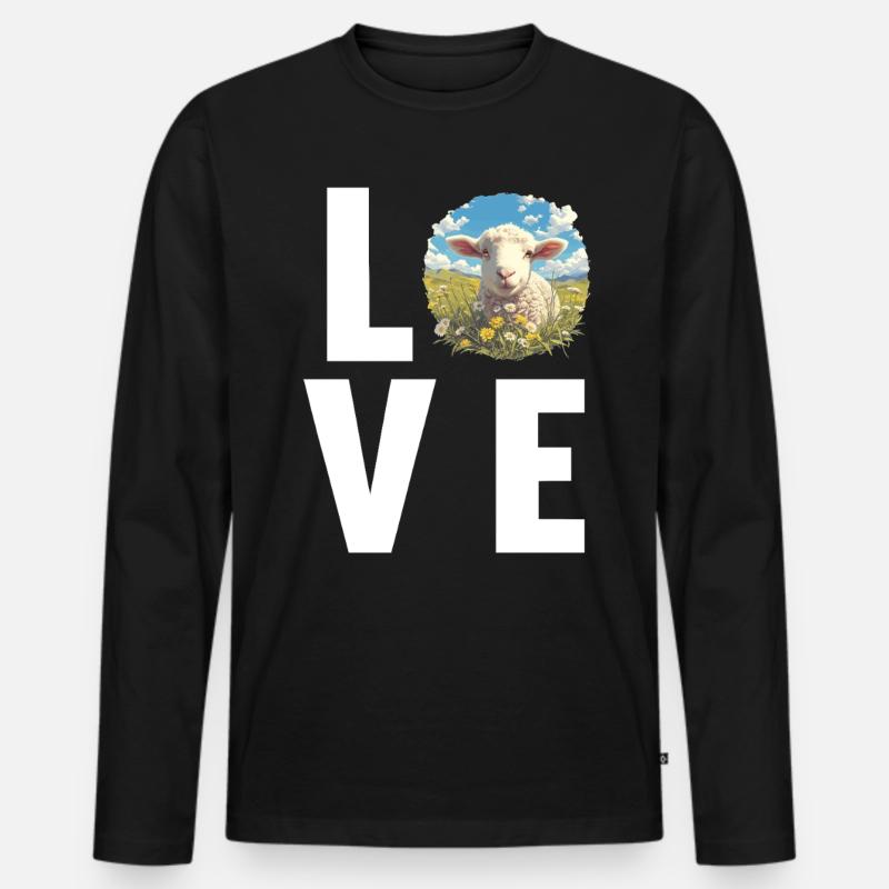 Schafe Schaf - Männer Premium Bio Langarmshirt - Schwarz
