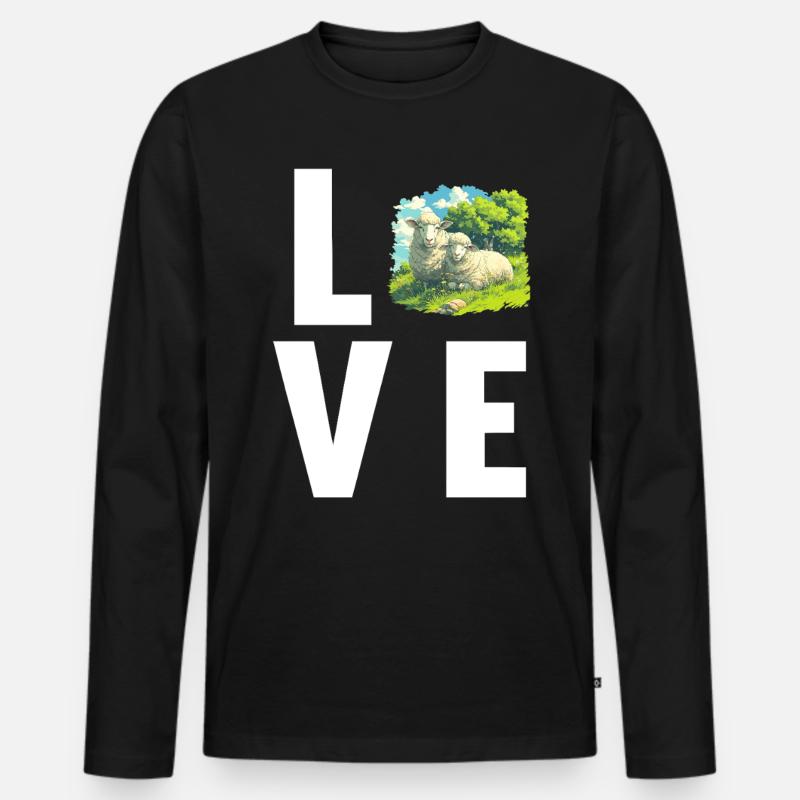 Schafe Schaf - Männer Premium Bio Langarmshirt - Schwarz
