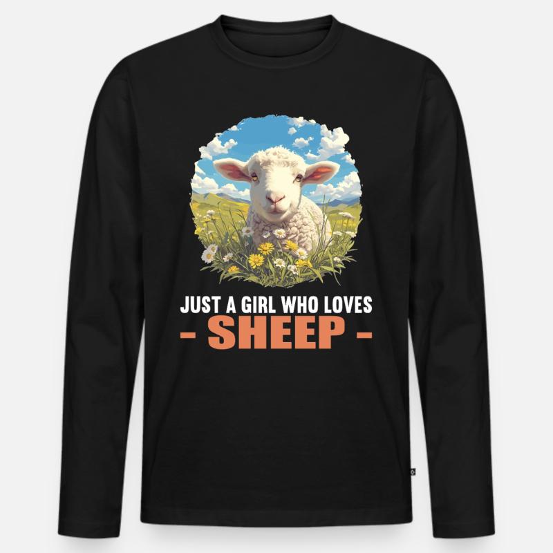 Schafe Schaf - Männer Premium Bio Langarmshirt - Schwarz