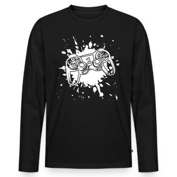 Gamer - T-shirt manches longues Premium bio Homme - noir - Devant - Nico (187cm)