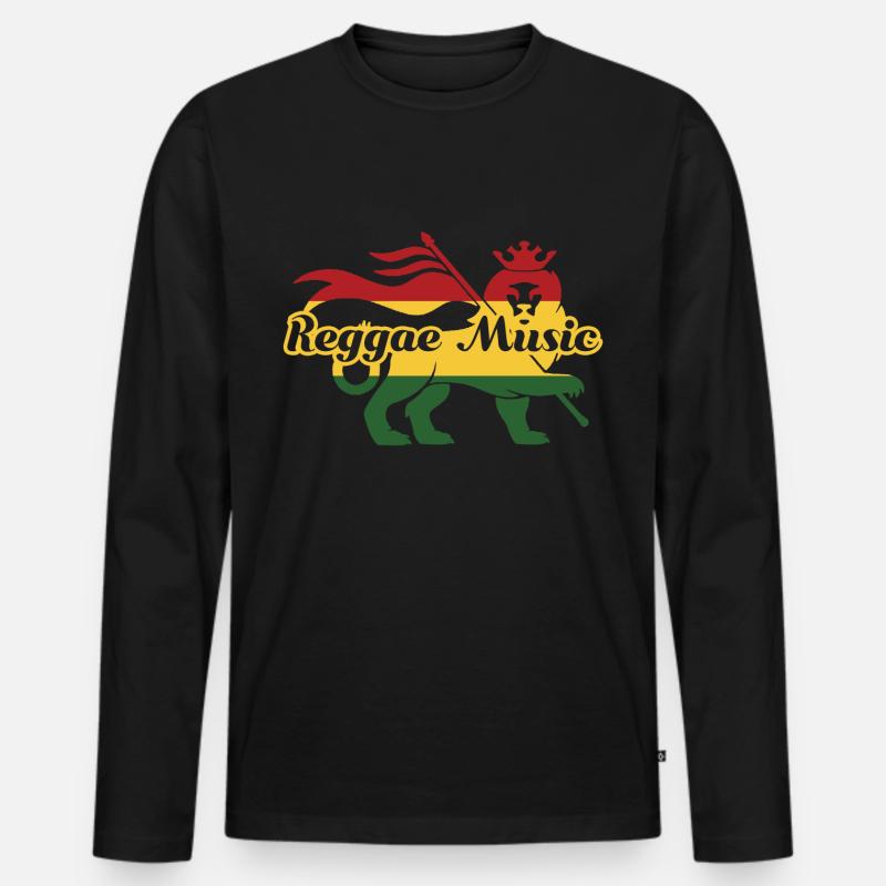 Reggae - Männer Premium Bio Langarmshirt - Schwarz