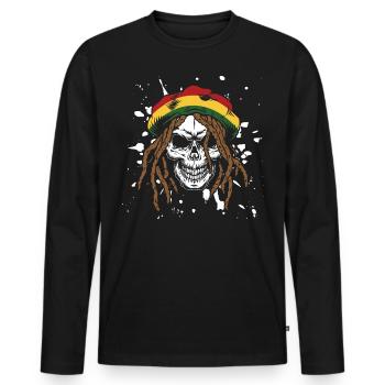 Reggae - Männer Premium Bio Langarmshirt - Schwarz - Vorne - Nico (187cm)