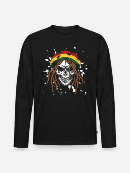 Reggae - Männer Premium Bio Langarmshirt - Schwarz