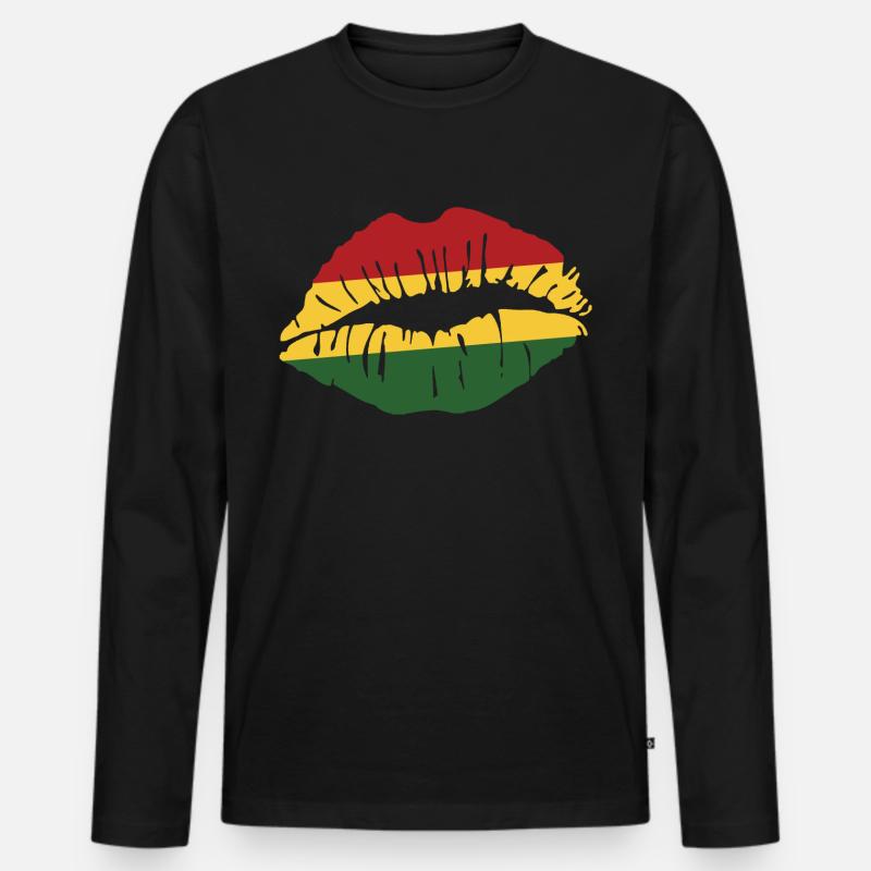 Reggae - Männer Premium Bio Langarmshirt - Schwarz