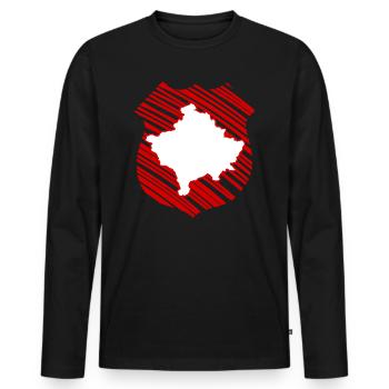 Kosovo Kosova Pristina Nationalité Patrie - T-shirt manches longues Premium bio Homme - noir - Devant - Nico (187cm)