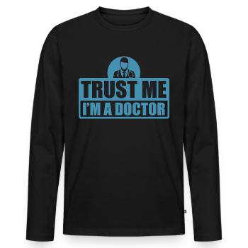 Doktor - Männer Premium Bio Langarmshirt - Schwarz - Vorne - Nico (187cm)