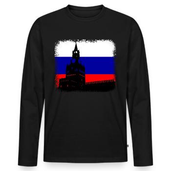Russie - T-shirt manches longues Premium bio Homme - noir - Devant - Nico (187cm)