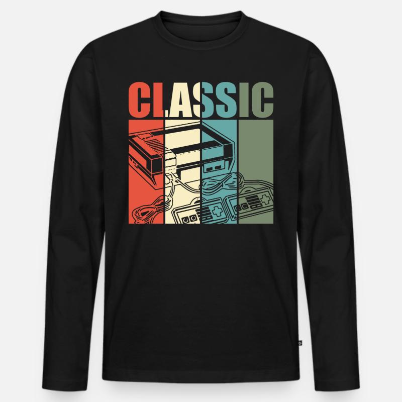 Old School - Männer Premium Bio Langarmshirt - Schwarz
