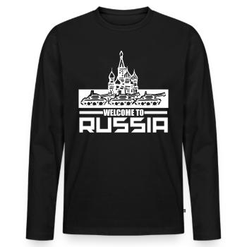 Russie - T-shirt manches longues Premium bio Homme - noir - Devant - Nico (187cm)