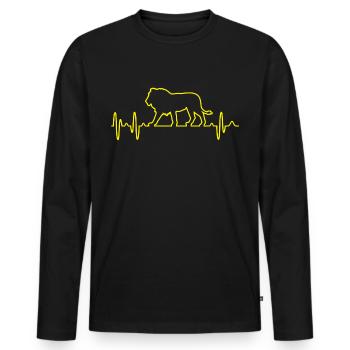 Lion Heartbeat Animal Love Animal Lover Animal Lovers - Men's Premium Organic Long Sleeve Shirt - black - Front - Nico (187cm)