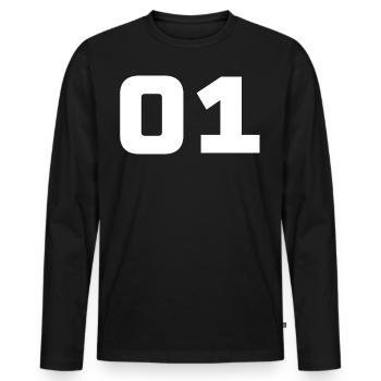 01 - Team - Team - Crew - Men's Premium Organic Long Sleeve Shirt - black - Front - Nico (187cm)
