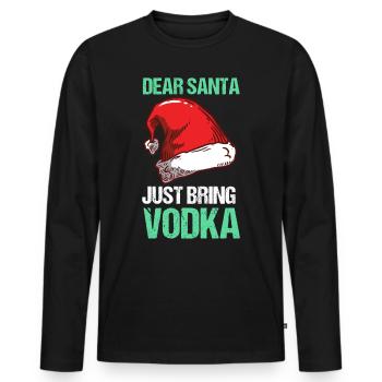 Lustiges Weihnachtsshirt Weihnachten Vodka Wodka - Männer Premium Bio Langarmshirt - Schwarz - Vorne - Nico (187cm)