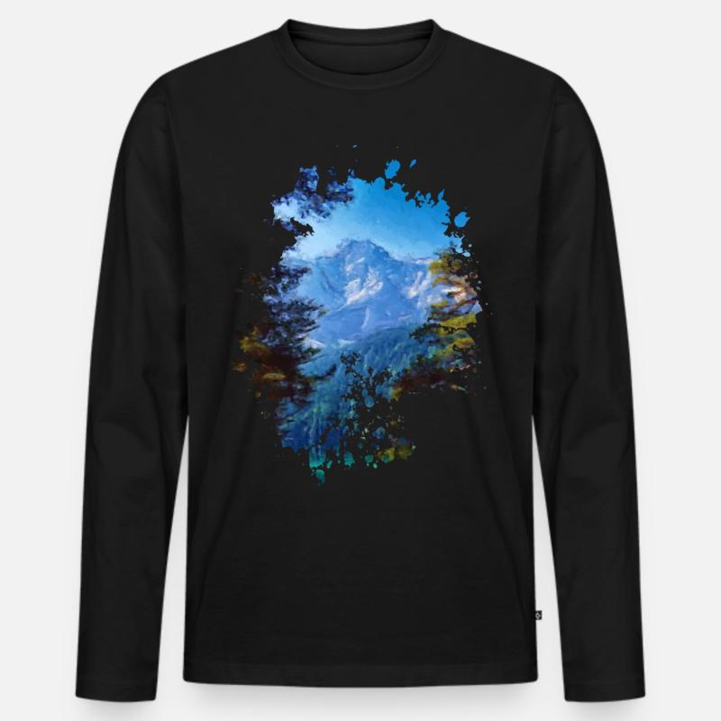 Berg - Männer Premium Bio Langarmshirt - Schwarz