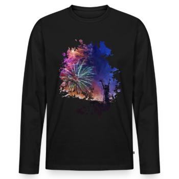 Feuerwerk - Männer Premium Bio Langarmshirt - Schwarz - Vorne - Nico (187cm)