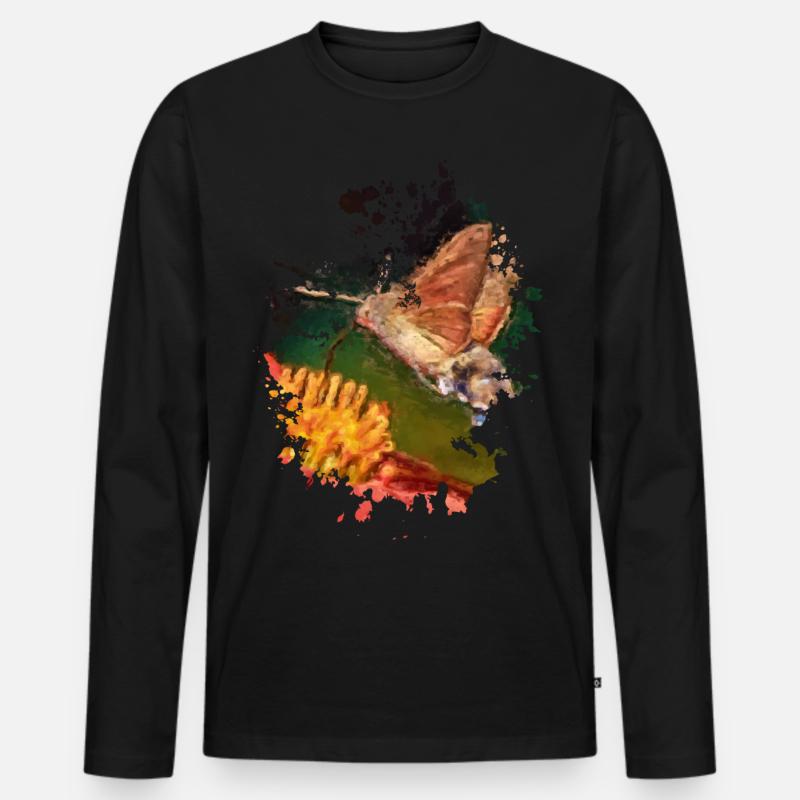 Schmetterling - Männer Premium Bio Langarmshirt - Schwarz
