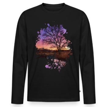 Sonnenuntergang - Männer Premium Bio Langarmshirt - Schwarz - Vorne - Nico (187cm)
