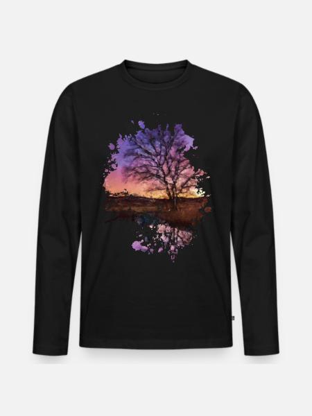 Sonnenuntergang - Männer Premium Bio Langarmshirt - Schwarz