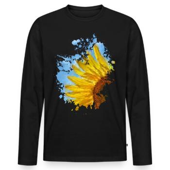 Sonnenblume - Männer Premium Bio Langarmshirt - Schwarz - Vorne - Nico (187cm)