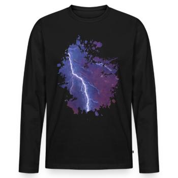 Blitz - Männer Premium Bio Langarmshirt - Schwarz - Vorne - Nico (187cm)