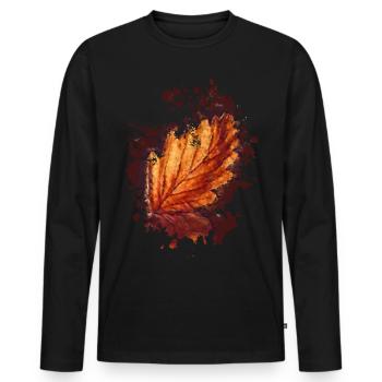 Blatt - Männer Premium Bio Langarmshirt - Schwarz - Vorne - Nico (187cm)