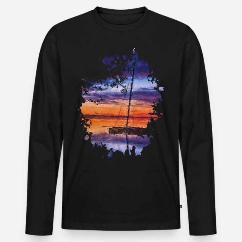 Boot - Männer Premium Bio Langarmshirt - Schwarz