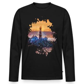 Leuchtturm - Männer Premium Bio Langarmshirt - Schwarz - Vorne - Nico (187cm)