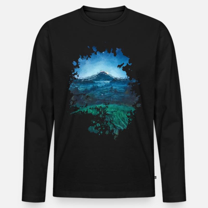 Berg - Männer Premium Bio Langarmshirt - Schwarz