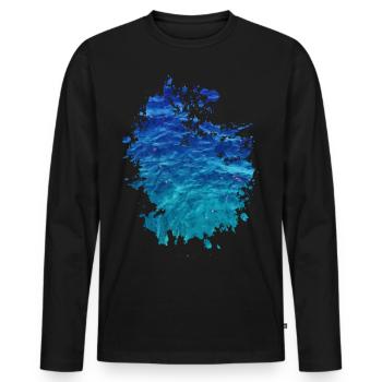 Wasser - Männer Premium Bio Langarmshirt - Schwarz - Vorne - Nico (187cm)