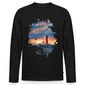 Leuchtturm - Männer Premium Bio Langarmshirt - Schwarz - Vorne - Nico (187cm)
