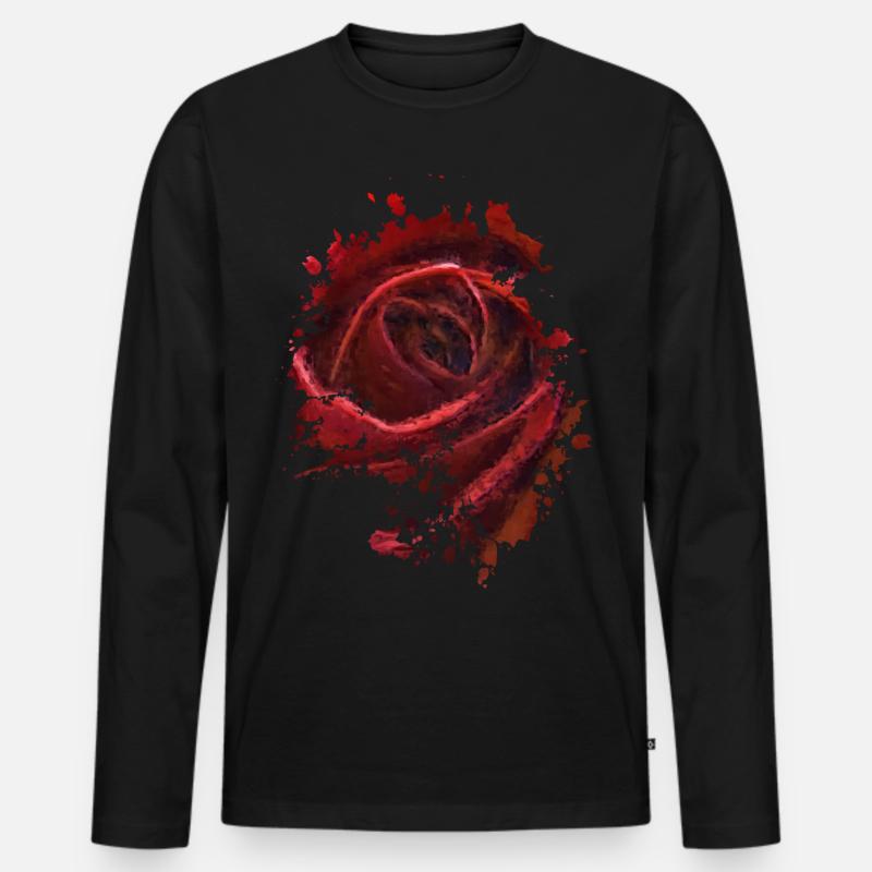 Rose - Männer Premium Bio Langarmshirt - Schwarz