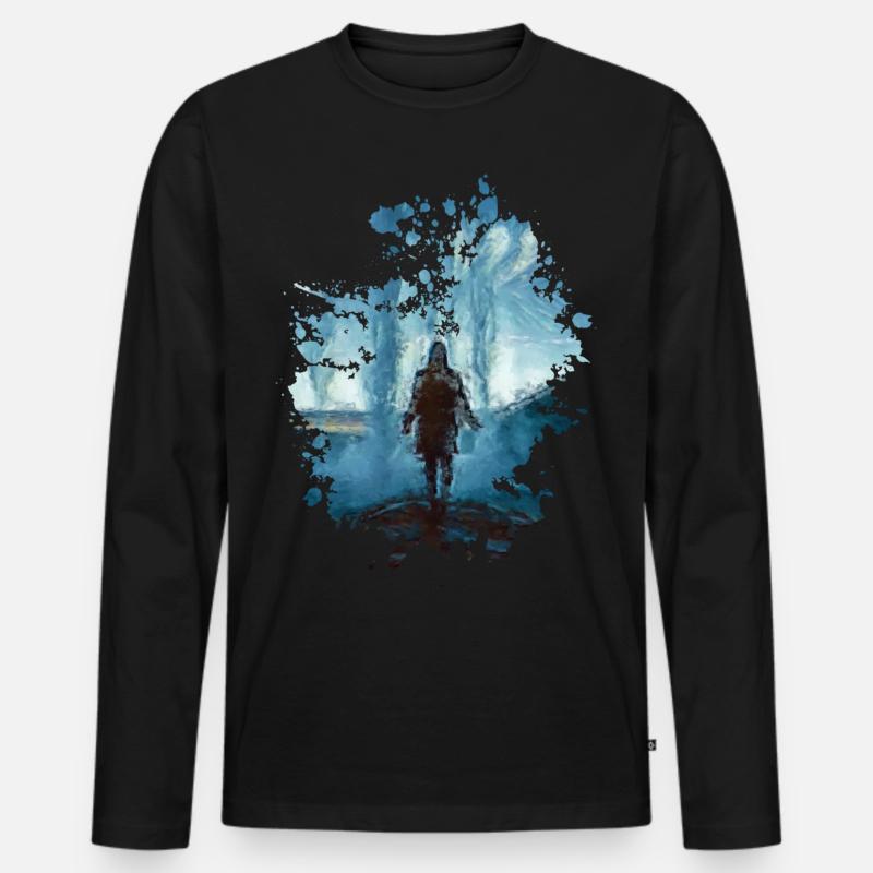 Wasserfall - Männer Premium Bio Langarmshirt - Schwarz