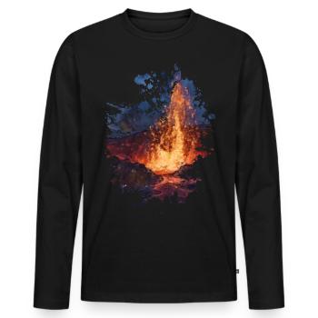Magma - Männer Premium Bio Langarmshirt - Schwarz - Vorne - Nico (187cm)