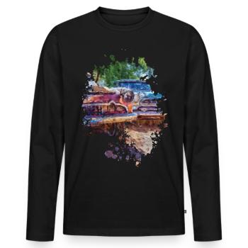 Oldtimer - Männer Premium Bio Langarmshirt - Schwarz - Vorne - Nico (187cm)