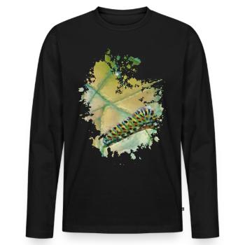 Raupe - Männer Premium Bio Langarmshirt - Schwarz - Vorne - Nico (187cm)
