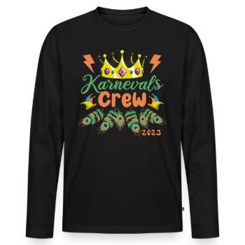 Carnival Crew 2023 | Crown and peacock feathers - Men's Premium Organic Long Sleeve Shirt - black - Front - Nico (187cm)