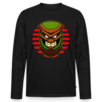 Tiki Statue - T-shirt manches longues Premium bio Homme - noir - Devant - Nico (187cm)