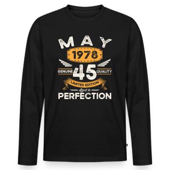 45e anniversaire Homme May né en 1978 Légendaire - T-shirt manches longues Premium bio Homme - noir - Devant - Nico (187cm)