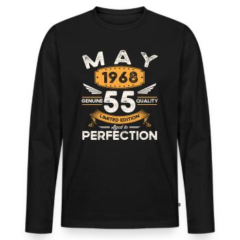 55e anniversaire Homme May né en 1968 Légendaire - T-shirt manches longues Premium bio Homme - noir - Devant - Nico (187cm)
