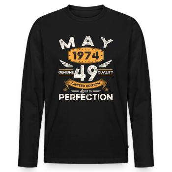 49. Geburtstag Mann Mai Jahrgang 1974 Legendär - Männer Premium Bio Langarmshirt - Schwarz - Vorne - Nico (187cm)