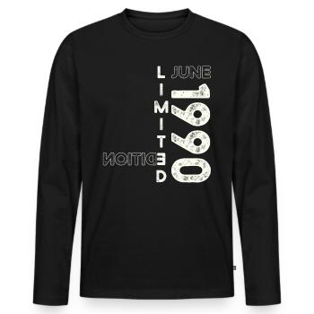 33rd Birthday Man Original June Vintage 1990 - Men's Premium Organic Long Sleeve Shirt - black - Front - Nico (187cm)
