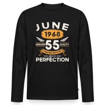 55e anniversaire Homme Juin Né en 1968 Légendaire - T-shirt manches longues Premium bio Homme - noir - Devant - Nico (187cm)
